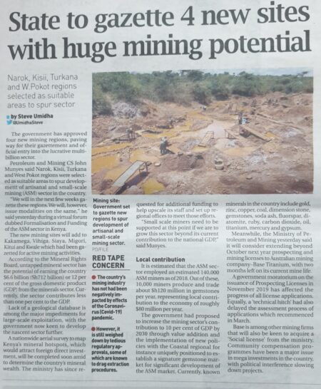 Gazettement of New Sites With Huge Mining Potential